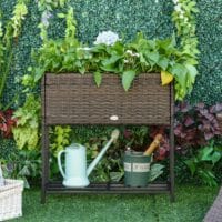 Rattan Hochbeet mit Ablage 70x30x72cm