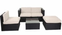 Rattan Lounge Flexi Garten Sitzgruppe ~ braun Polster creme