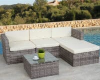 Rattan Lounge Flexi Garten Sitzgruppe ~ grau Polster creme