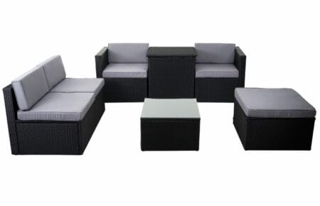 Rattan Lounge Sitzgruppe mit extra Kissenbox