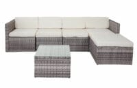 Rattan Lounge SunShine II Garten Sitzgruppe ~ grau Polster creme