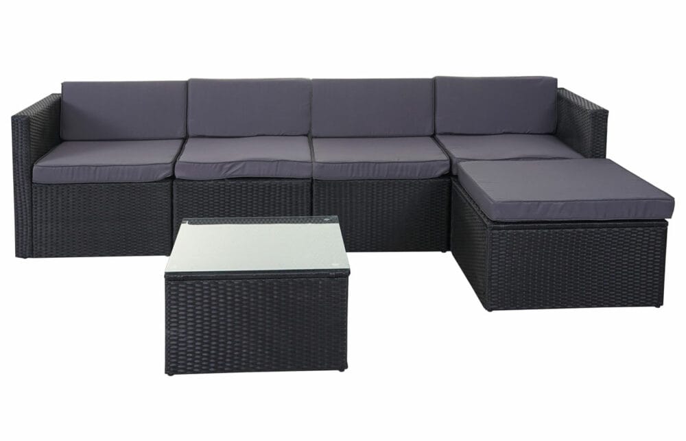 Rattan Lounge SunShine II Garten Sitzgruppe grau Polster grau