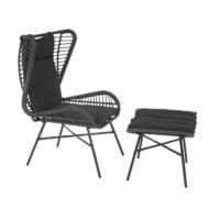 Rattan Sessel mit Hocker Balkon-Set Stuhl+Hocker anthrazit