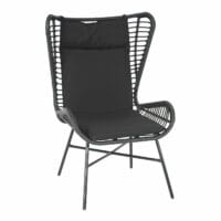 Rattan Sessel mit Hocker Balkon-Set Stuhl+Hocker anthrazit