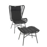 Rattan Sessel mit Hocker Balkon-Set Stuhl+Hocker anthrazit