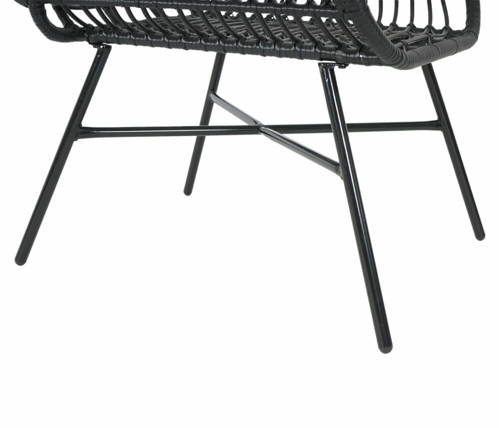 Rattan Sessel mit Hocker Balkon-Set Stuhl+Hocker anthrazit