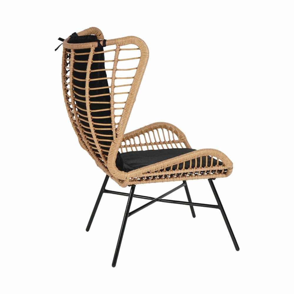 Rattan Sessel mit Hocker Balkon-Set Stuhl+Hocker naturfarben