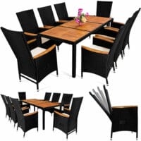 Rattan Sitzgarnitur Set 17tlg. Gartentisch mit 8 Gartenstühlen