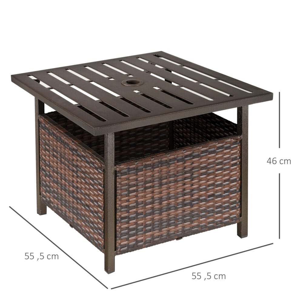 Rattantisch Gartentisch mit Schirmloch