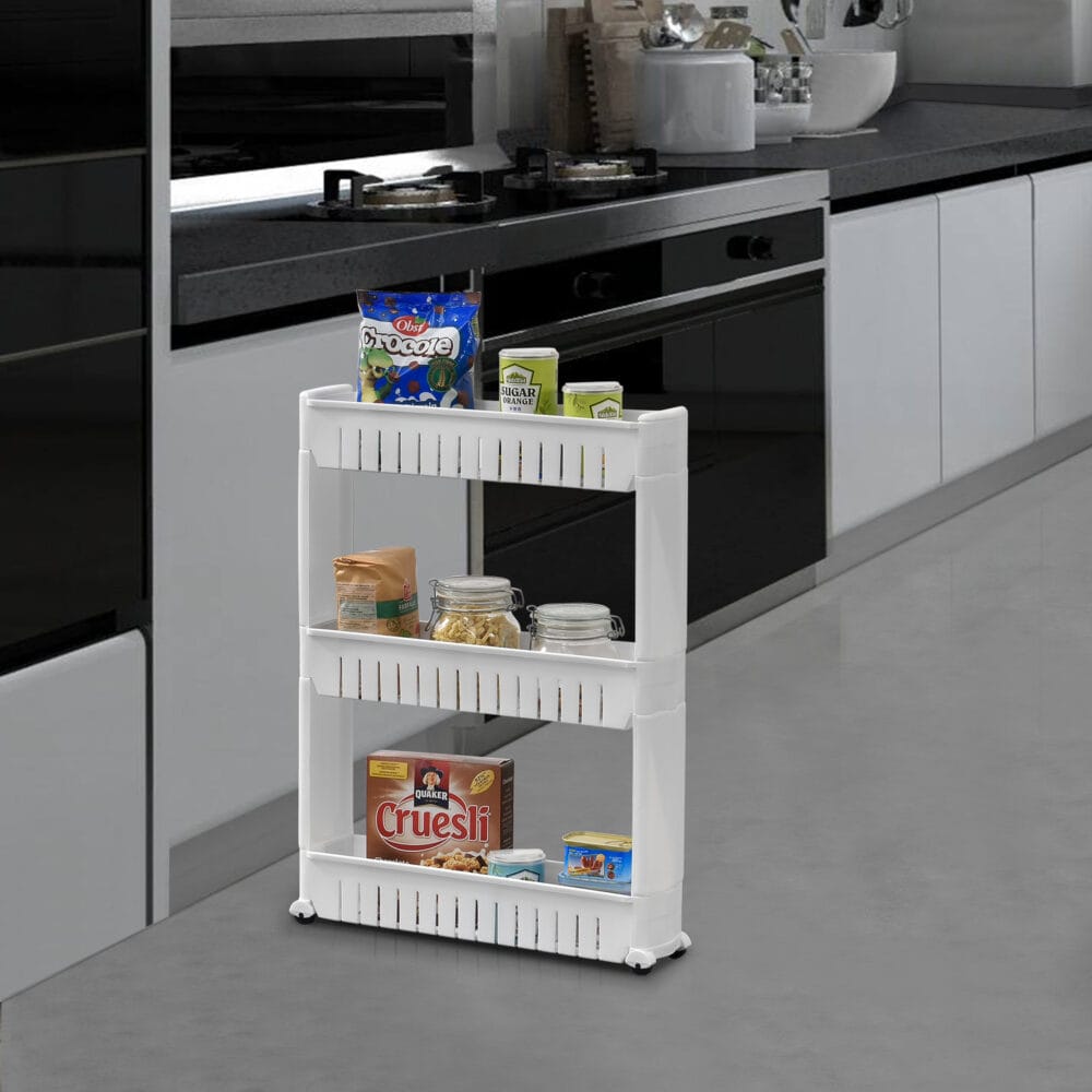 Rollregal 72x12x54.5cm 3 Etagen Weiss