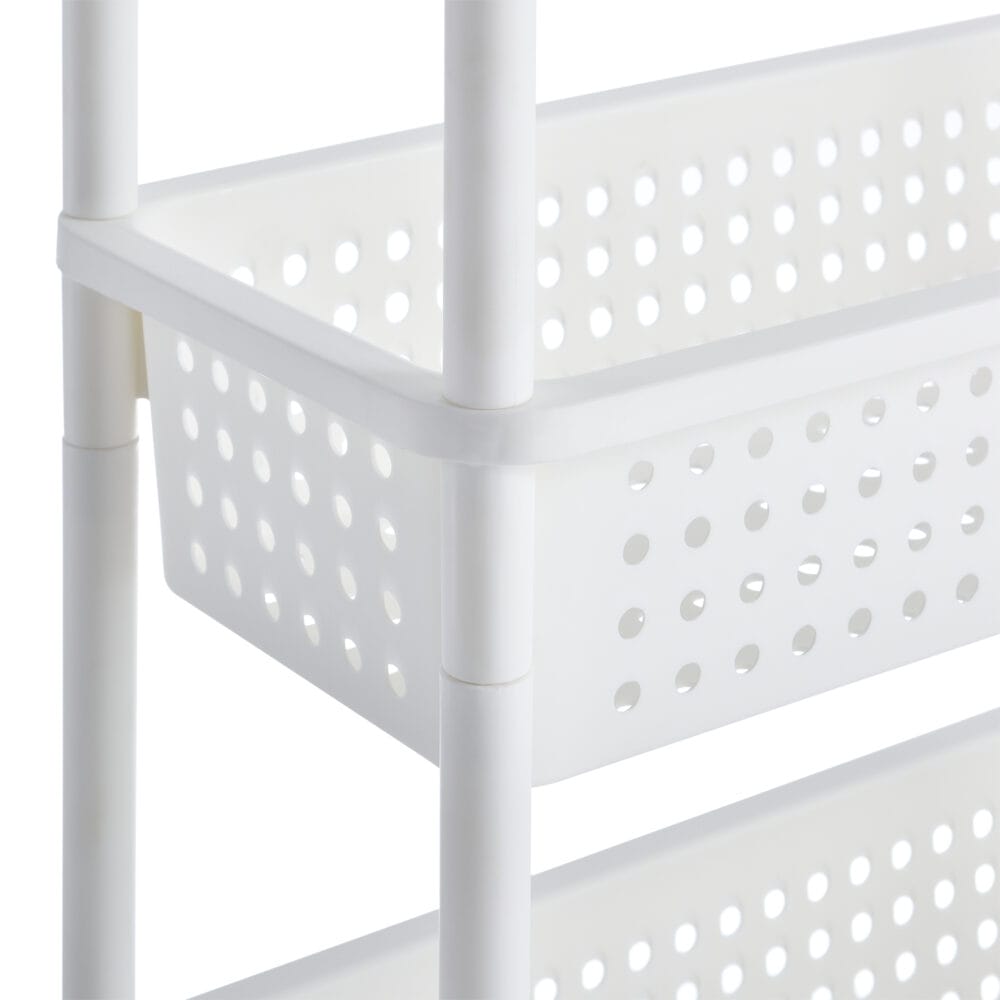Rollregal 77x22x48cm mit Körben 3 Etagen Weiss