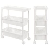 Rollregal 77x22x48cm mit Körben 3 Etagen Weiss