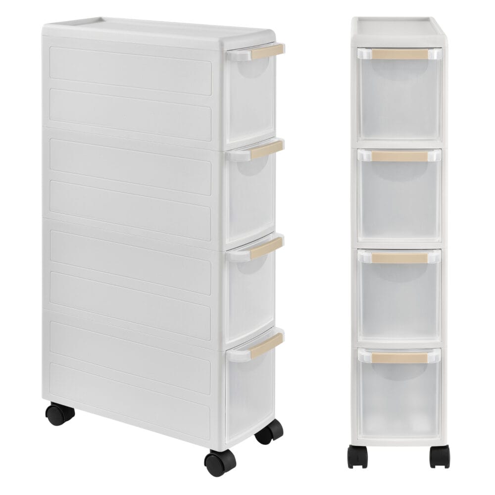 Rollregal 85x18x46.5cm Rollwagen Weiss