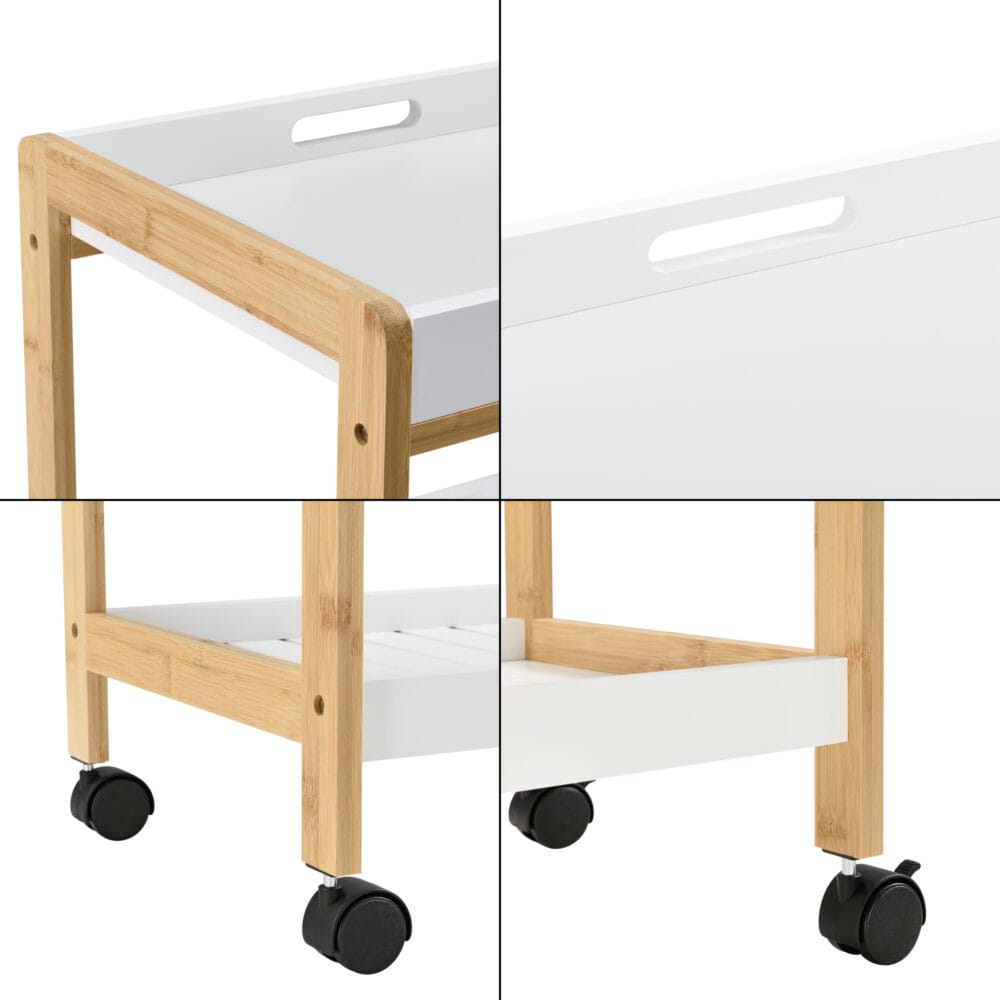 Servierwagen Lugano 75x46x35cm Rollwagen mit Ablage Weiss Natur