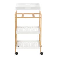 Servierwagen Lugano 75x46x35cm Rollwagen mit Ablage Weiss Natur