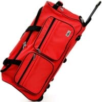 Reisetasche mit Trolleyfunktion 85L rot - Hängeschloss
