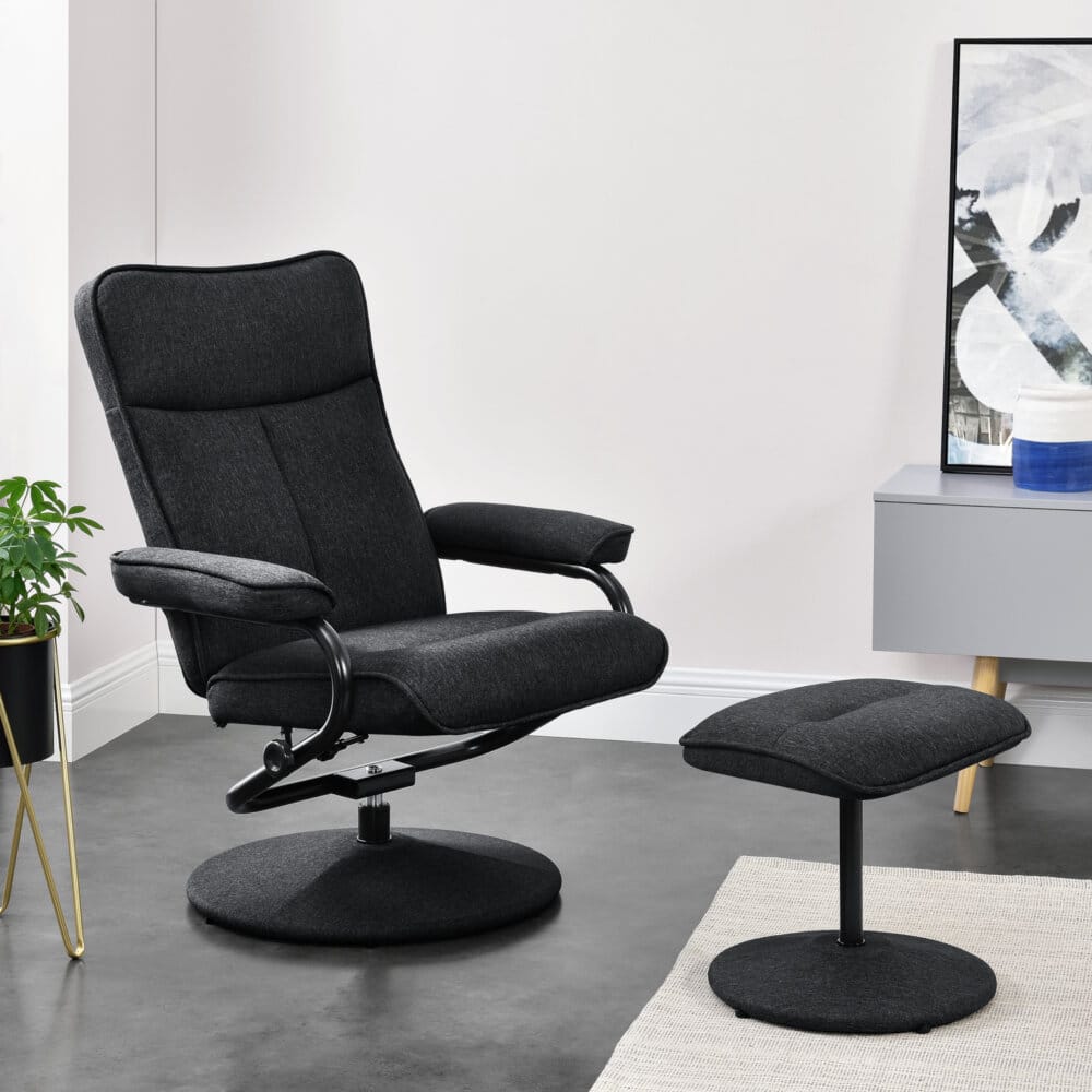 Relaxsessel Lohja 108x79x77 cm verstellbar mit Fusshocker Stoff