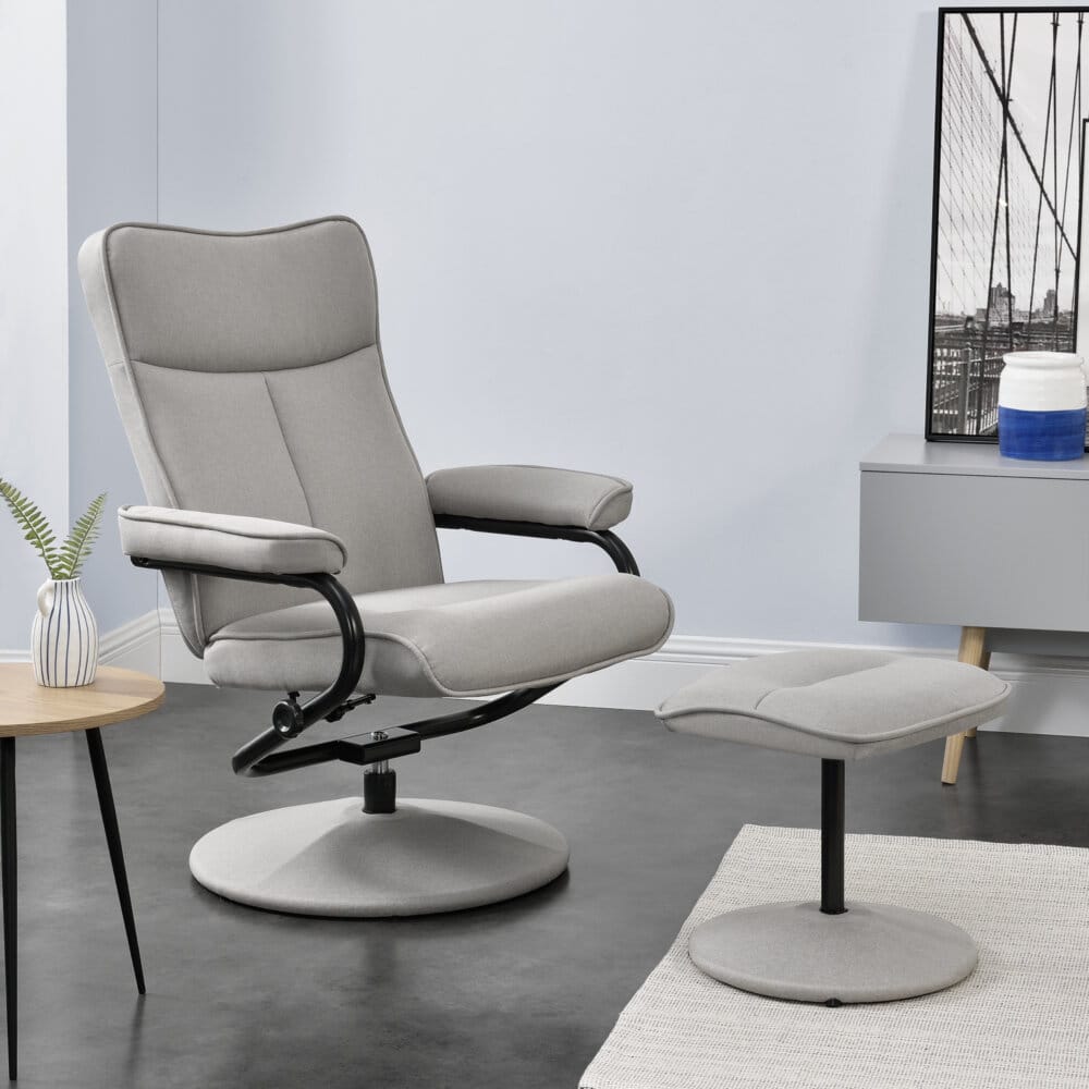 Relaxsessel Lohja 108x79x77 cm verstellbar mit Fusshocker Stoff