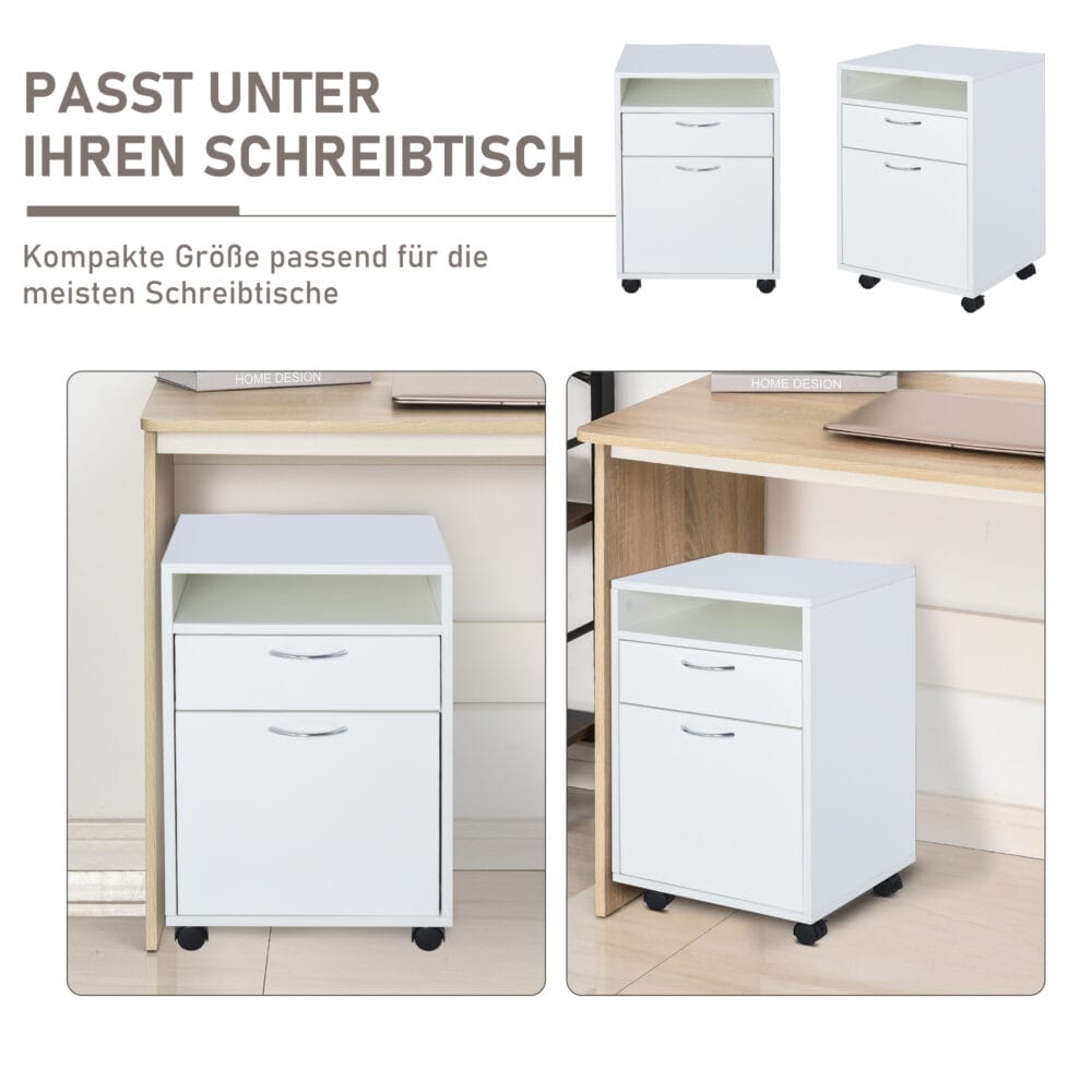 Rollcontainer Aktenschrank 40B x 35T x 60H cm weiss