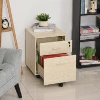 Rollcontainer Aktenschrank abschliessbar 2 Schubladen natur