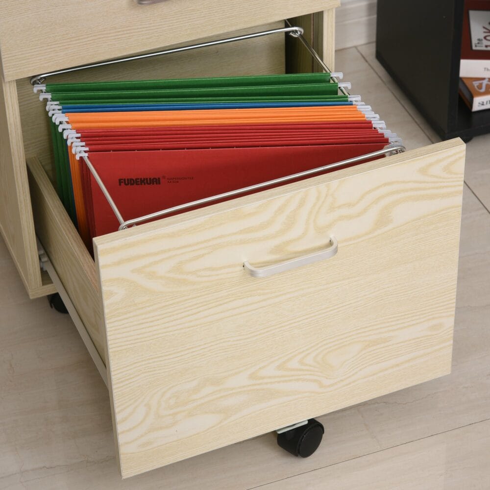 Rollcontainer Aktenschrank abschliessbar 2 Schubladen natur