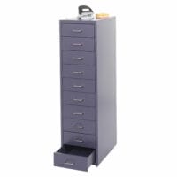 Rollcontainer Boston 10 Schubladen Stahlschrank 110x28x41cm dunkelgrau