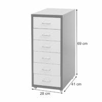 Rollcontainer Boston 6 Schubladen 69x28x41cm dunkelgrau weiss