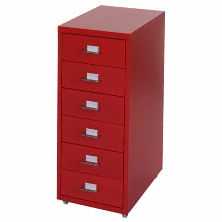 Rollcontainer Boston 6 Schubladen Stahlschrank 69x28x44cm ~ rot