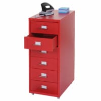 Rollcontainer Boston 6 Schubladen Stahlschrank 69x28x44cm ~ rot