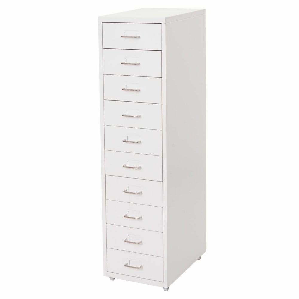 Rollcontainer Boston10 Schubladen Stahlschrank 110x28x41cm weiss