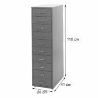 Rollcontainer Boston10 Schubladen Stahlschrank 110x28x41cm weiss