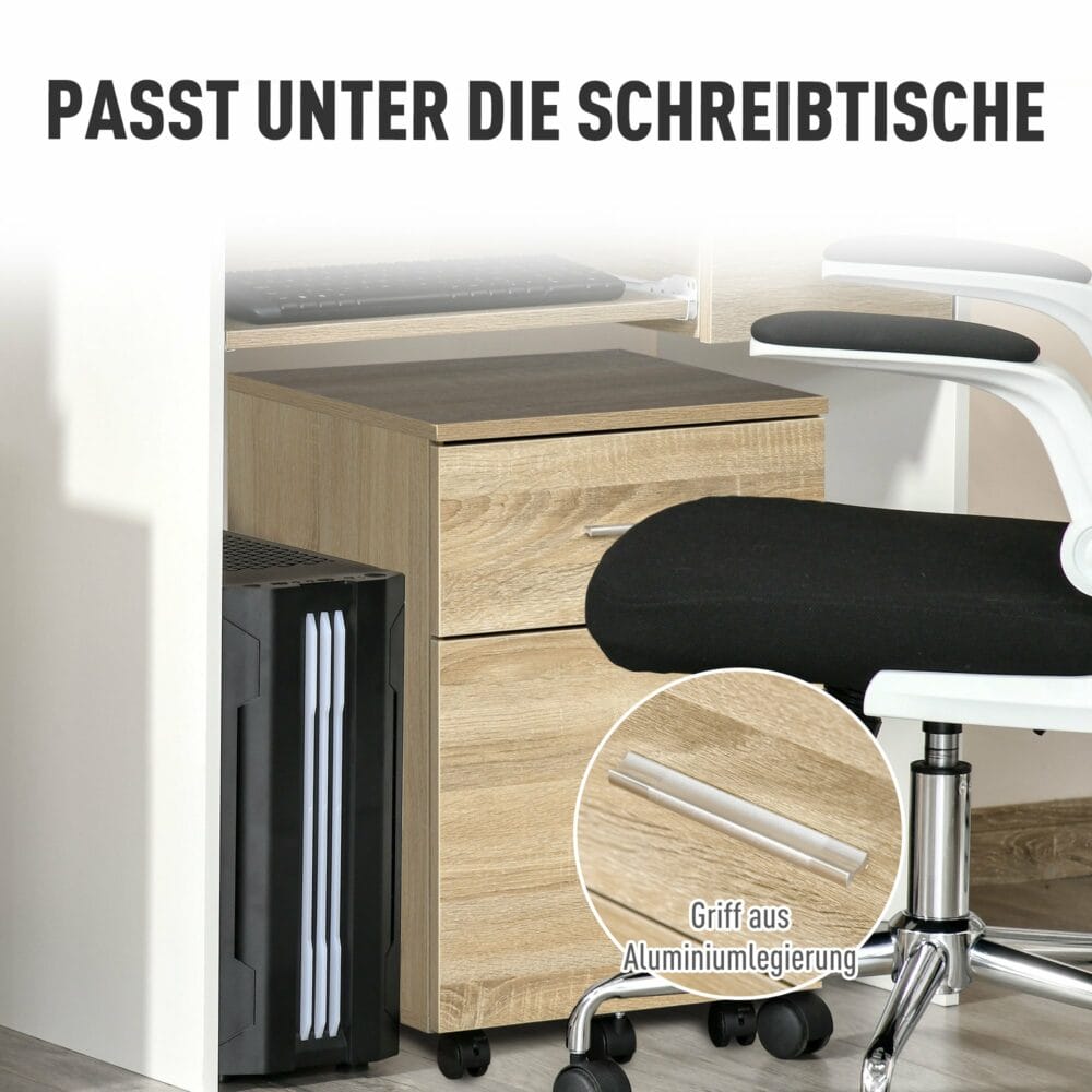 Rollcontainer Bürocontainer 2 Schubladen natur
