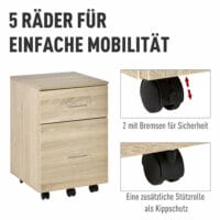 Rollcontainer Bürocontainer 2 Schubladen natur