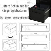 Rollcontainer Schliessfach Aktenschrank 39 x 48 x 59 cm