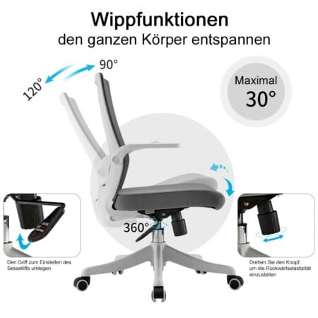 SIHOO ergonomischer Bürostuhl Taillenstütze anhebbare Armlehne