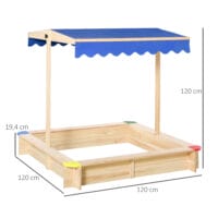 Sandkasten Zedernholz mit absenkbarem Dach 120x120cm