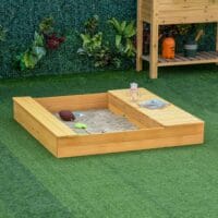 Sandkasten mit Sitzbank und 2x Aufbewahrungsboxen 123x121cm