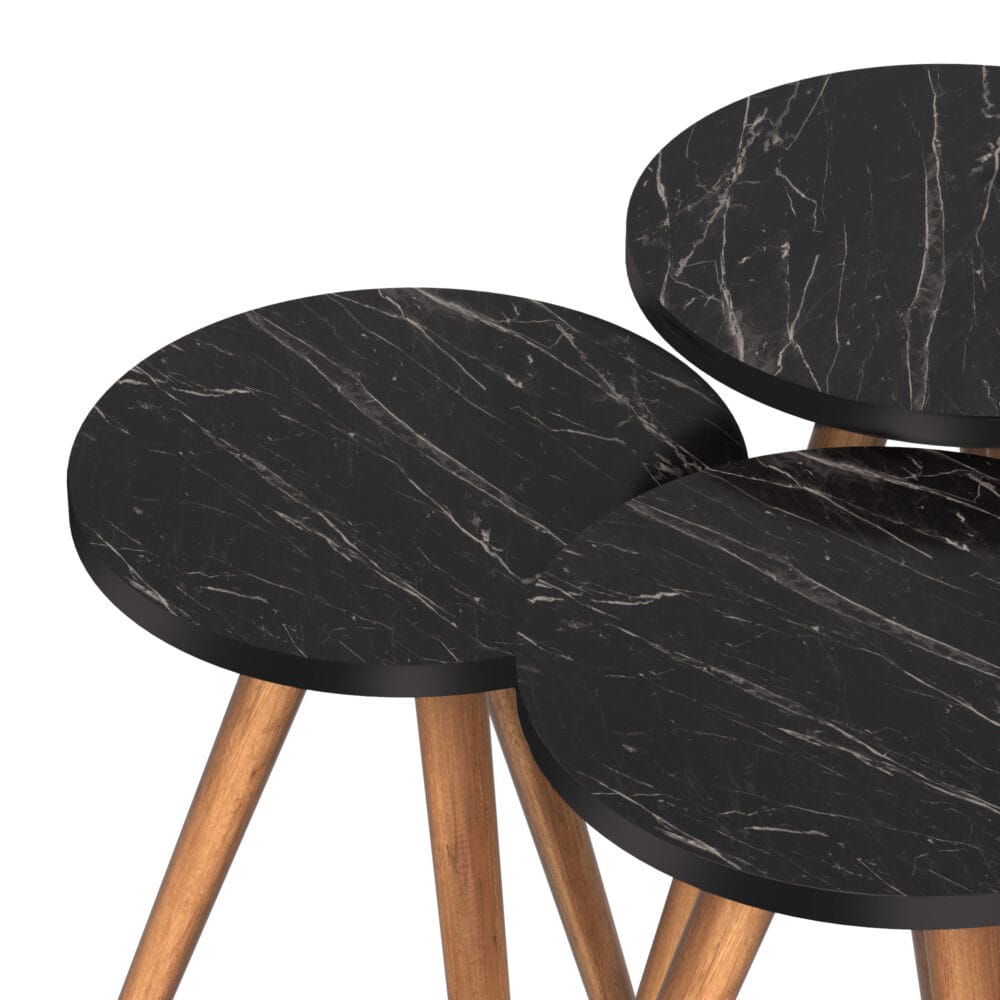 Beistelltisch Set Snede 3er Set Marmoroptik Schwarz