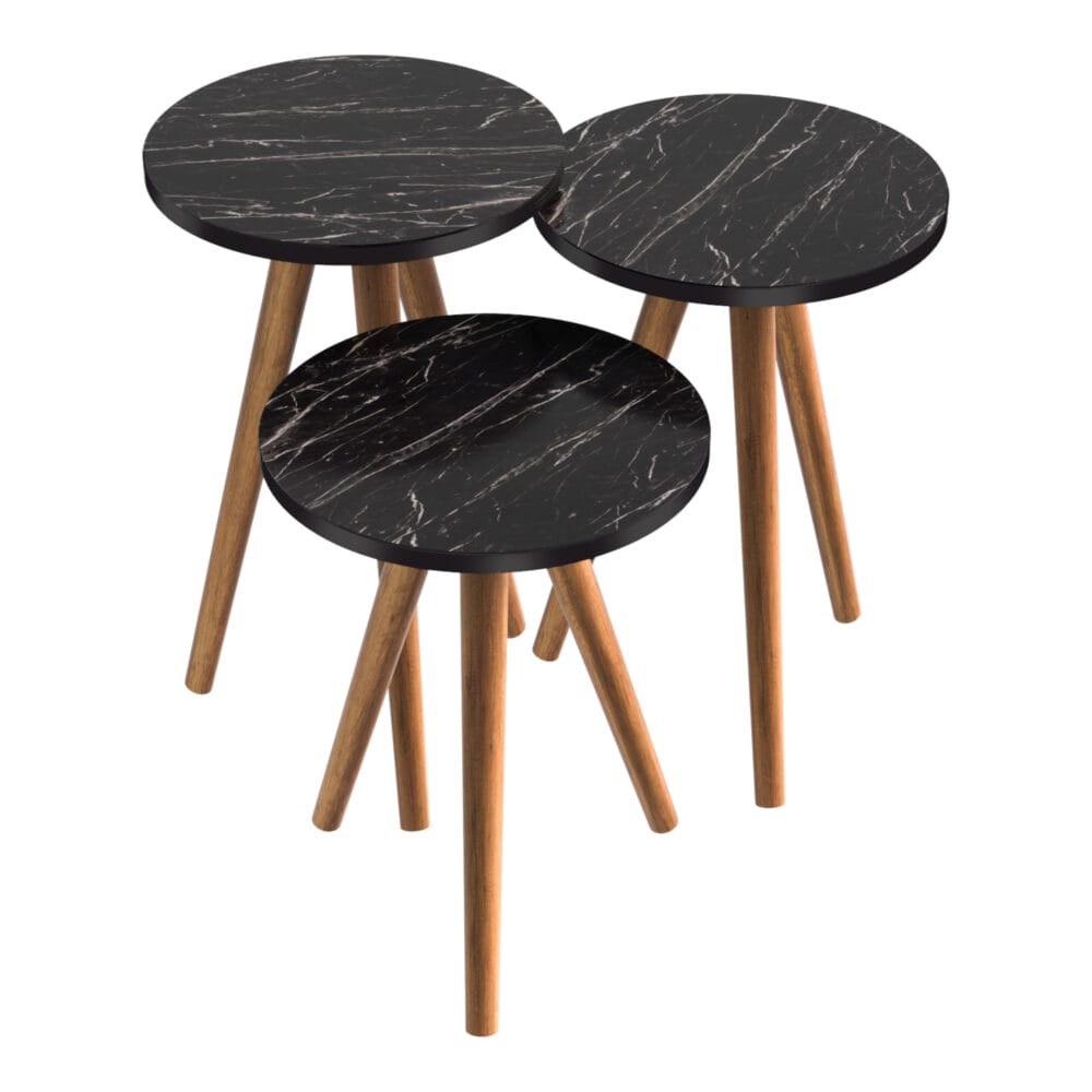 Beistelltisch Set Snede 3er Set Marmoroptik Schwarz
