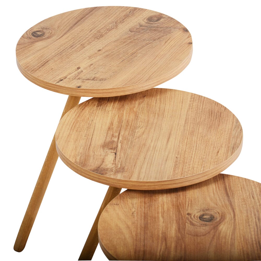 Beistelltisch Set Hjørring im 3er Set Rund 49xØ34cm Holzoptik