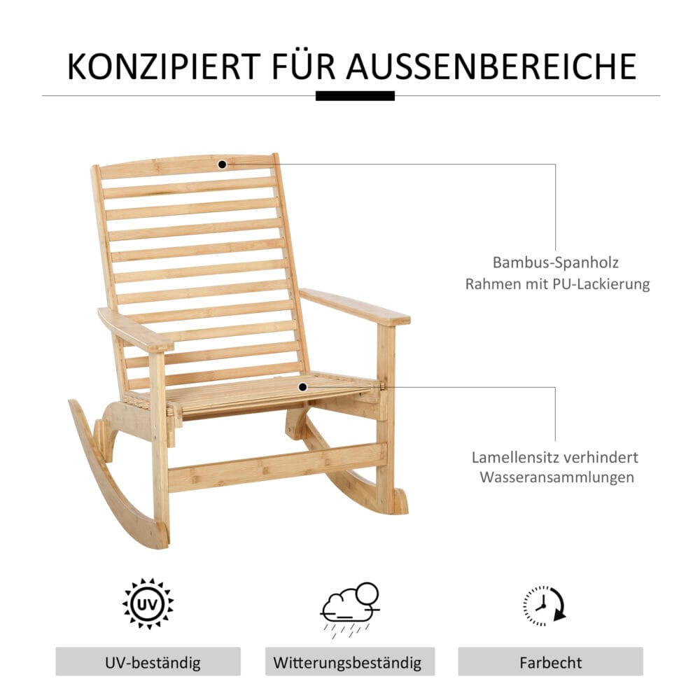 Schaukelstuhl Gartenstuhl Bambus natur