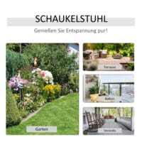 Schaukelstuhl Gartenstuhl Bambus weiss
