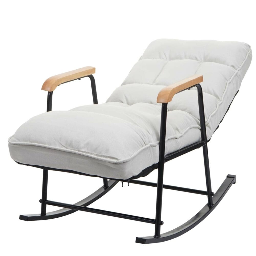 Schaukelstuhl JAM-K40 Relaxsessel Liegefunktion Metall creme-beige