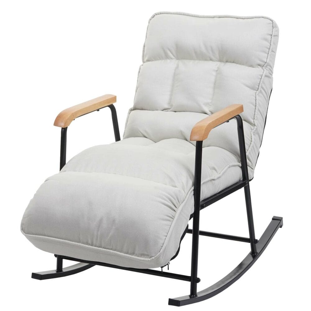 Schaukelstuhl JAM-K40 Relaxsessel Liegefunktion Metall creme-beige