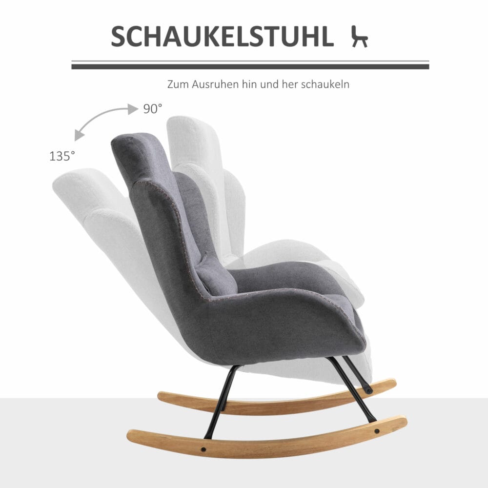 Schaukelstuhl Nordtraum Leinen Dunkelgrau