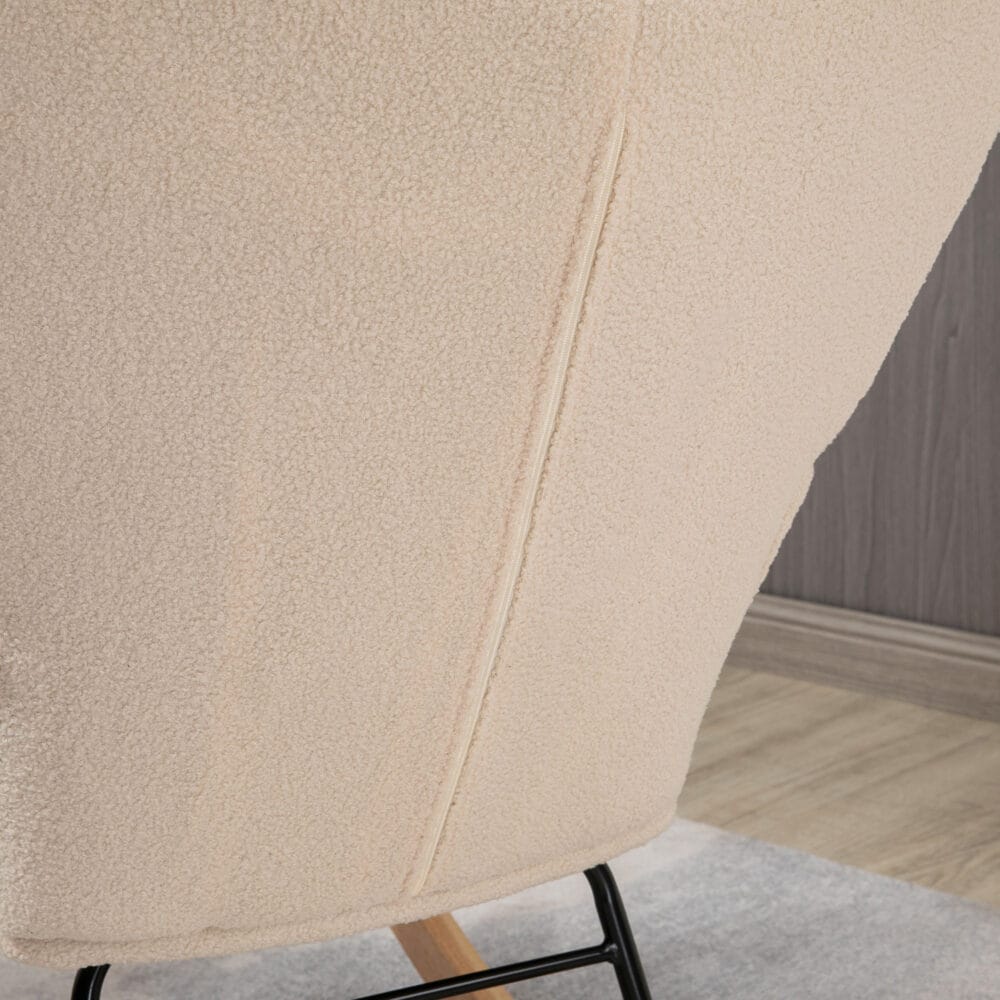 Schaukelstuhl Relaxsessel Berbervlies Beige 71x92x101cm