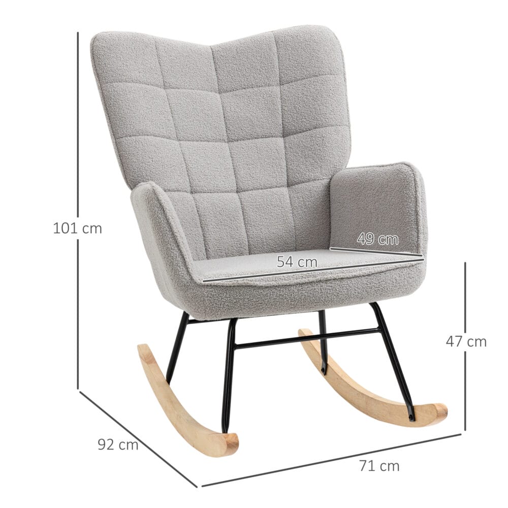 Schaukelstuhl Relaxsessel Berbervlies Hellgrau 71x92x101cm