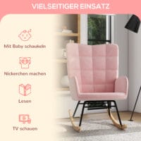 Schaukelstuhl Relaxsessel Lammfellimitat Rosa