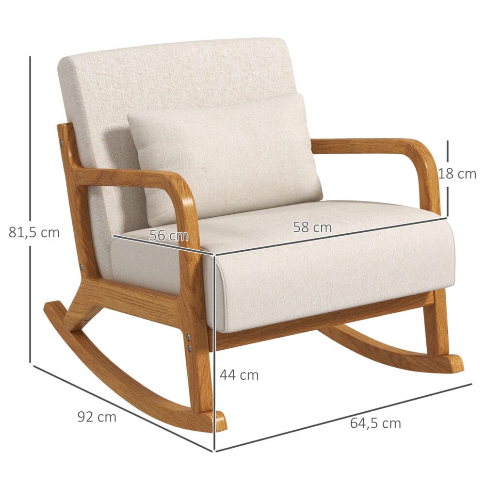 Schaukelstuhl mit Holzgestell Creme