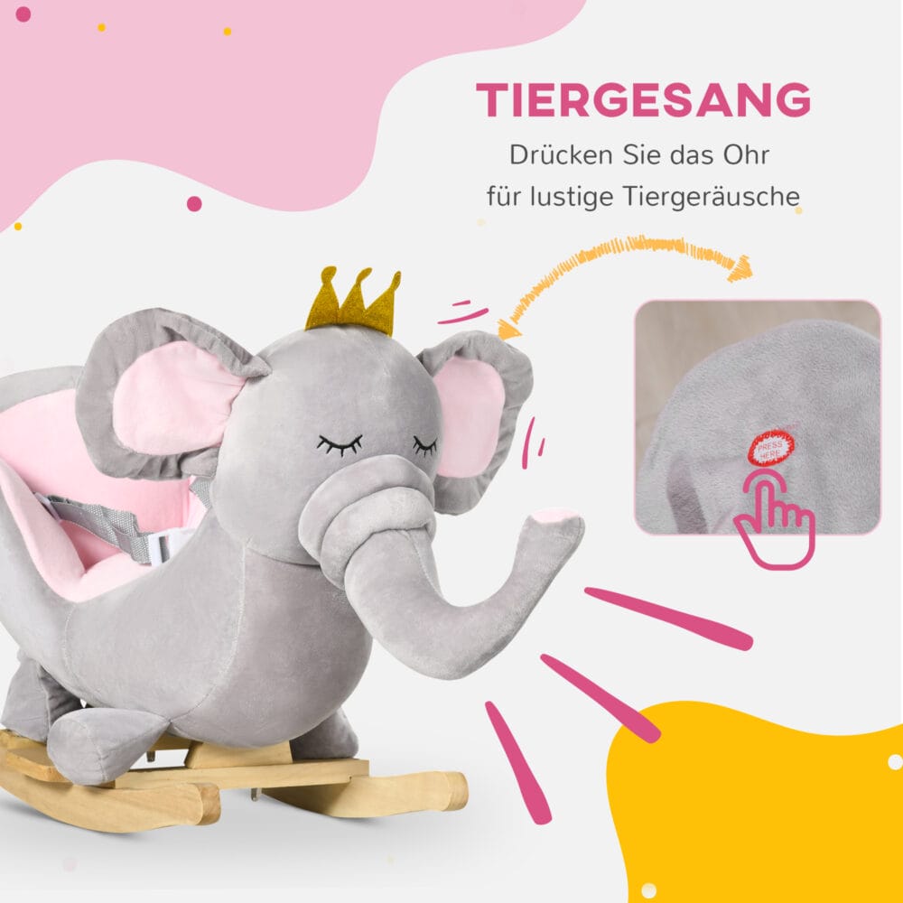 Schaukeltier Elefant mit Sound 60cmx33cmx45cm